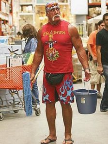 Hulk in Home Depot wearing his manly fanny pack